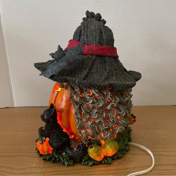 Vtg Pacific Rim Halloween Pumpkin Light-Up Ceramic Figure Black Cat Ghost Bat - Picture 2 of 12